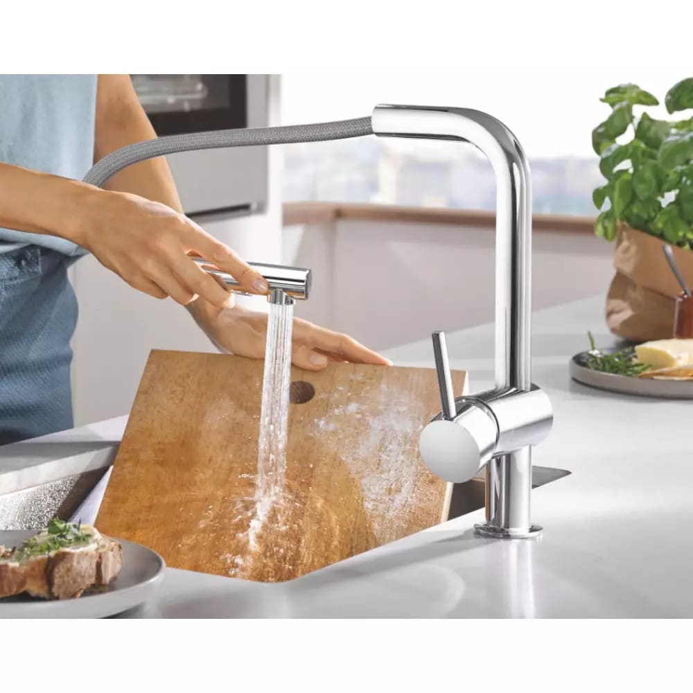 Змішувач для кухні GROHE MINTA 32168000 одноважільний, з висувним виливом, хром