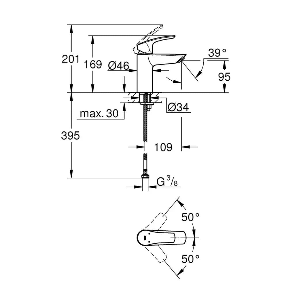 Змішувач для умивальника GROHE EUROSMART 32467003 хром