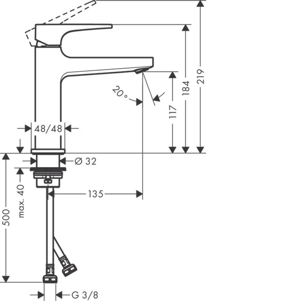 Змішувач для умивальника HANSGROHE METROPOL 32507670 одноважiльний, зi зливним клапаном Push- Open, чорний матовий