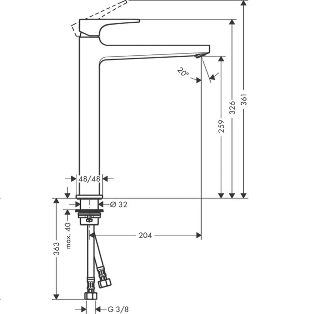 Змішувач для умивальника HANSGROHE METROPOL 32512000 одноважільний