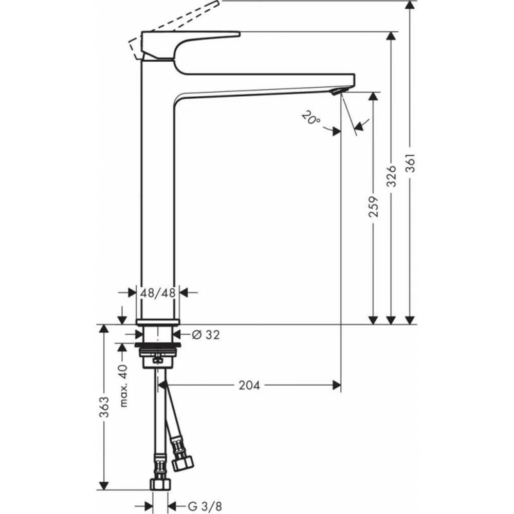 Змішувач для умивальника HANSGROHE METROPOL 32512670 одноважiльний, зi зливним клапаном Push-Open, чорний матовий