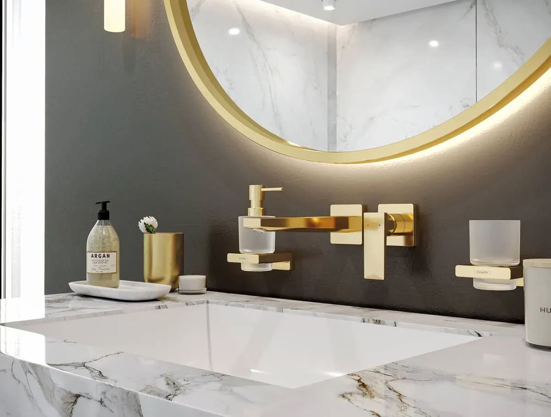 Змішувач прихованого монтажу для умивальника HANSGROHE METROPOL 32526990 одноважiльний, золотий матовий