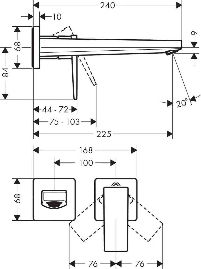 Змішувач прихованого монтажу для умивальника HANSGROHE METROPOL 32526990 одноважiльний, золотий матовий