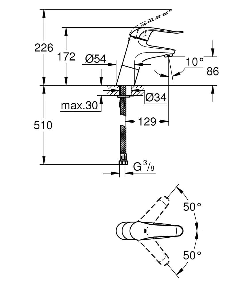 Змішувач для умивальника GROHE EUROECO 32765000 хром