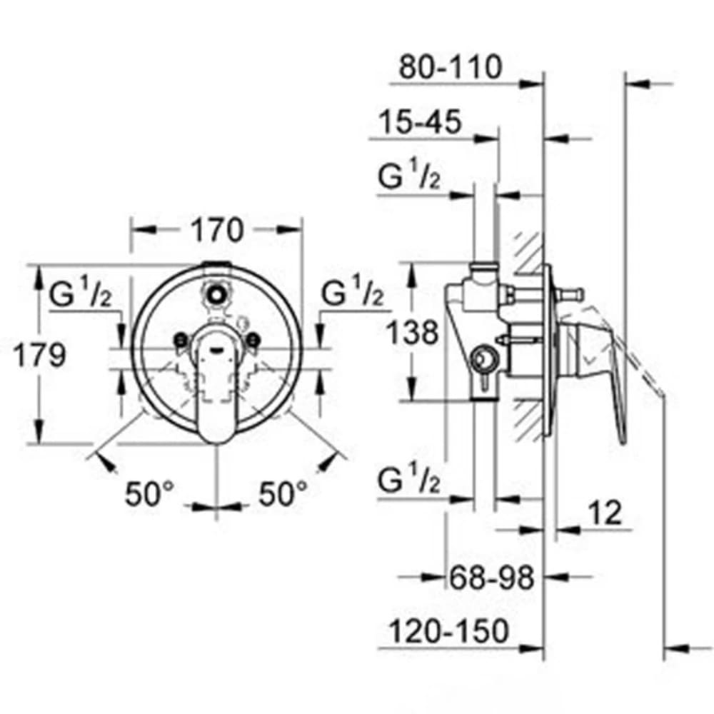 Змішувач для ванни прихованого монтажу GROHE EUROSMART COSMOPOLITAN 32879000 хром