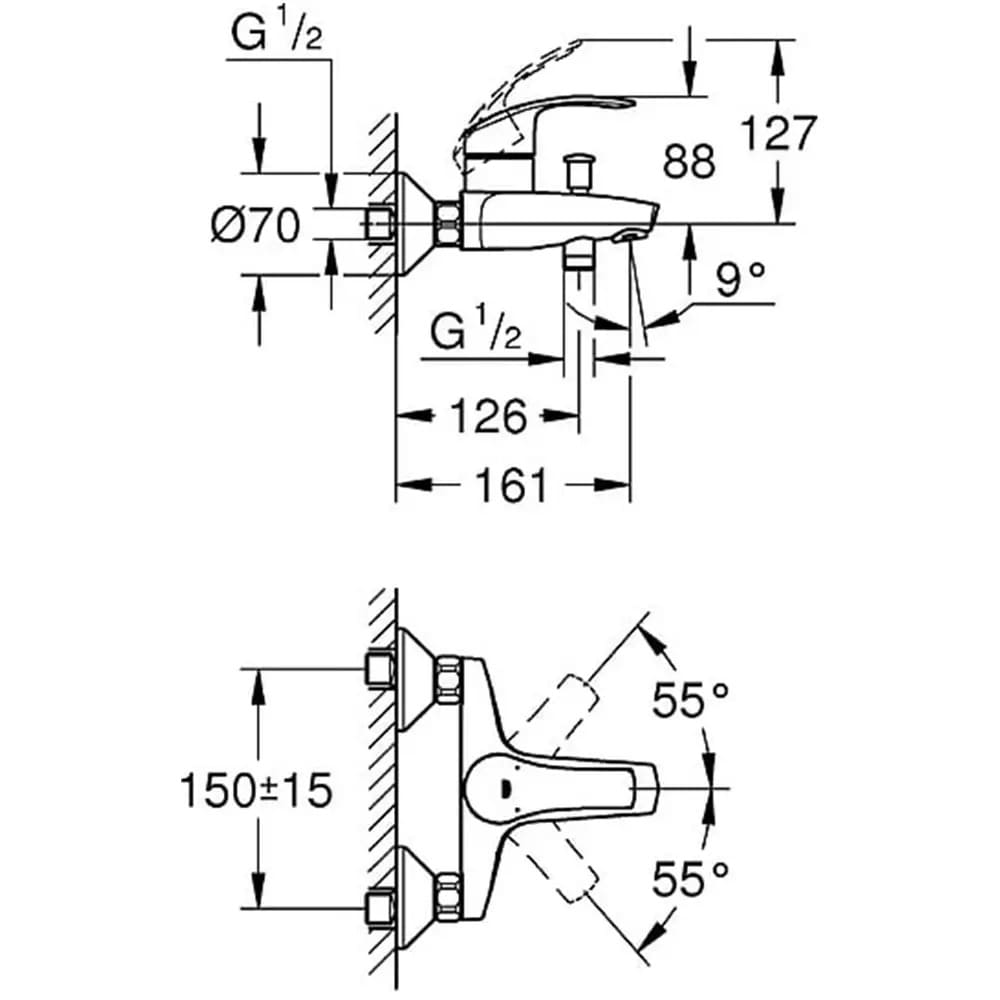 Змішувач для ванни GROHE EUROSMART 33300002 хром