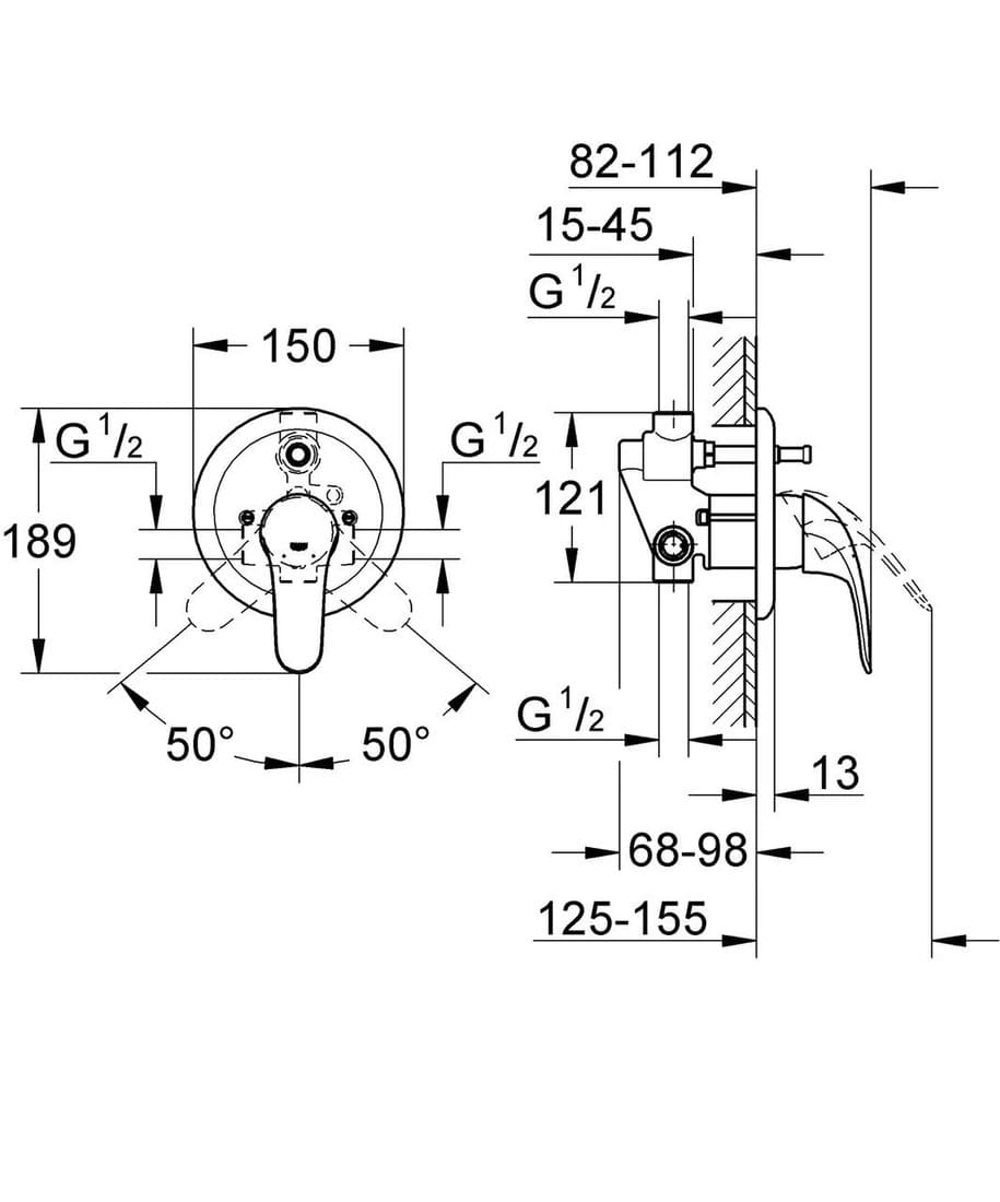 Змішувач для ванни прихованого монтажу GROHE EUROSMART NEW 33305002 хром