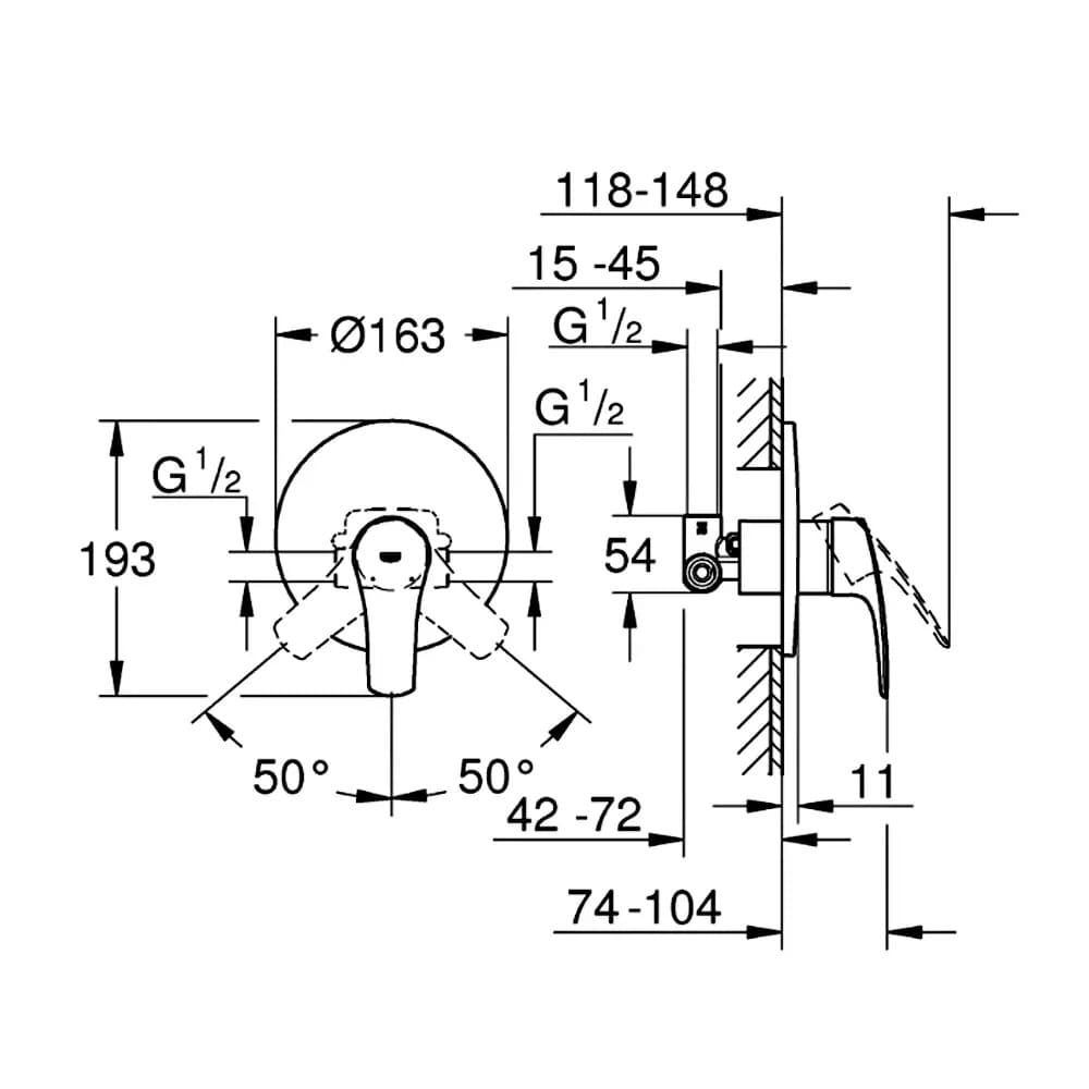 Змішувач для душу прихованого монтажу GROHE EUROSMART 33556003 хром