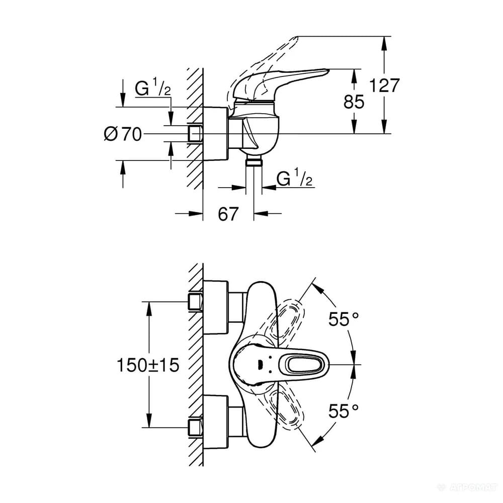 Змішувач для душу GROHE EUROSTYLE 33590LS3 білий