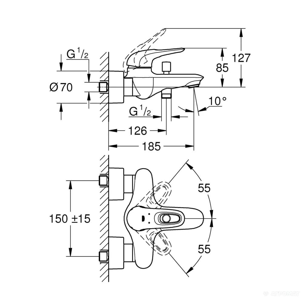 Змішувач для ванни GROHE EUROSTYLE 33591003 хром