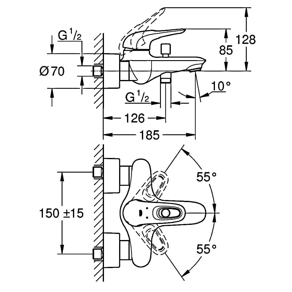 Змішувач для ванни GROHE EUROSTYLE 33591LS3 білий