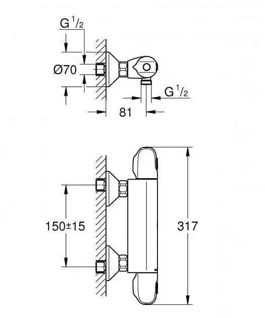 Змішувач для душу GROHE GROHTHERM 1000 34143003 термостат, хром