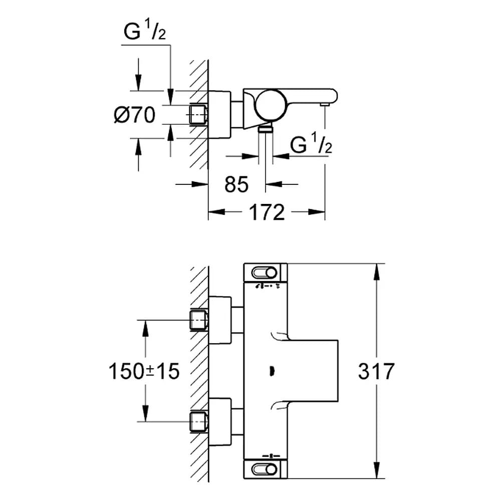 Змішувач для ванни GROHE GROHTHERM 2000 34174001 термостат, хром