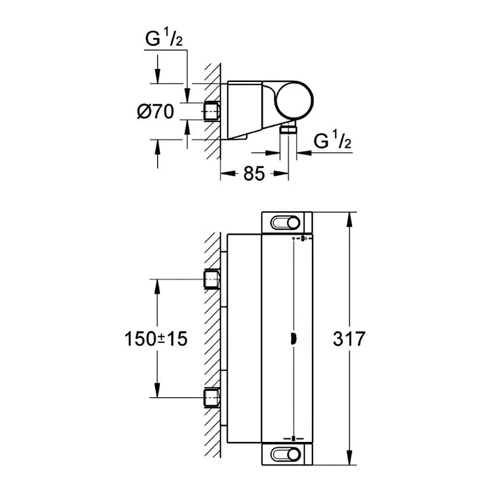 Змішувач для душу GROHE GROHTHERM 2000 34469001 термостат для душу з поличкою, хром