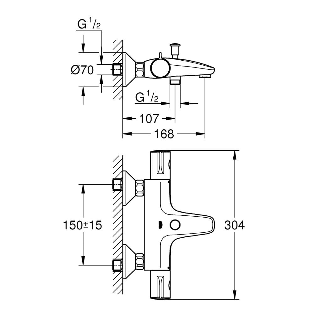 Змішувач для ванни GROHE GROHTHERM 800 34567000 термостат, хром