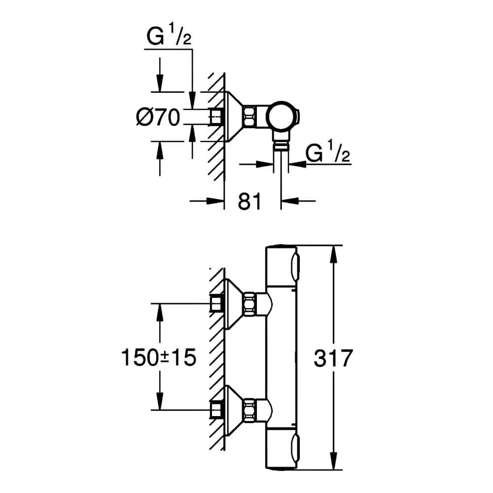 Змішувач для душу GROHE GROHTHERM 500 347932430 термостат, чорний матовий
