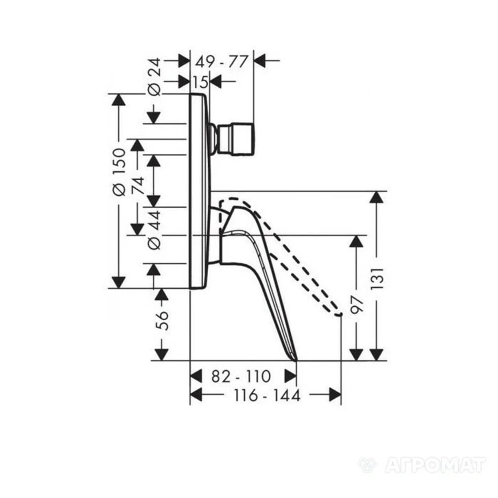 Змішувач для ванни прихованого монтажу HANSGROHE NOVUS 71045000 хром