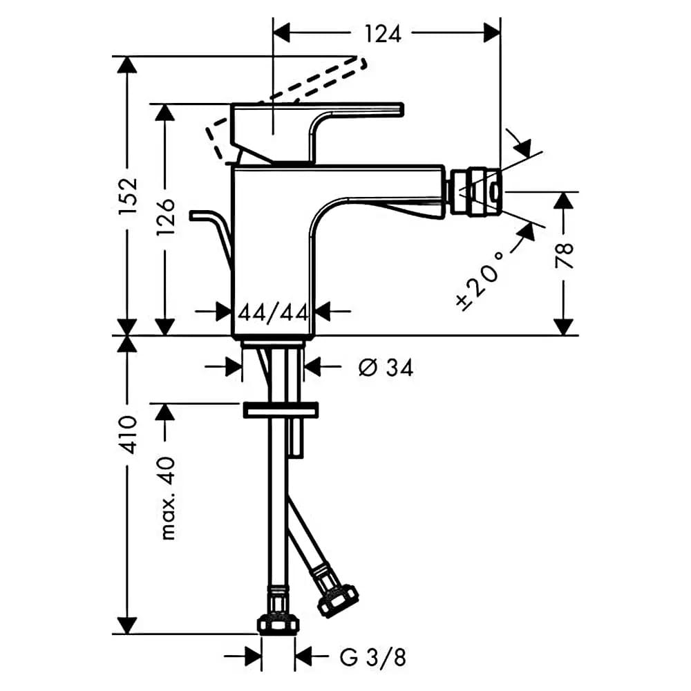 Змішувач для біде HANSGROHE VERNIS SHAPE 71211000 з донним клапаном, хром