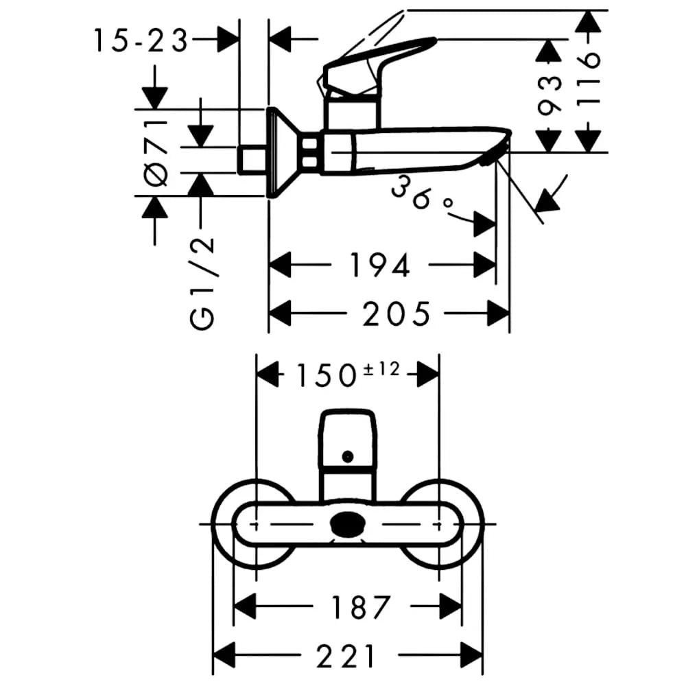 Змішувач для ванни HANSGROHE LOGIS 71225000 хром