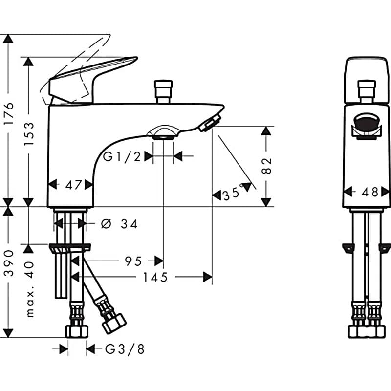 Змішувач для ванни на борт HANSGROHE LOGIS MONOTROU 71312000 з перемикачем на душ, хром