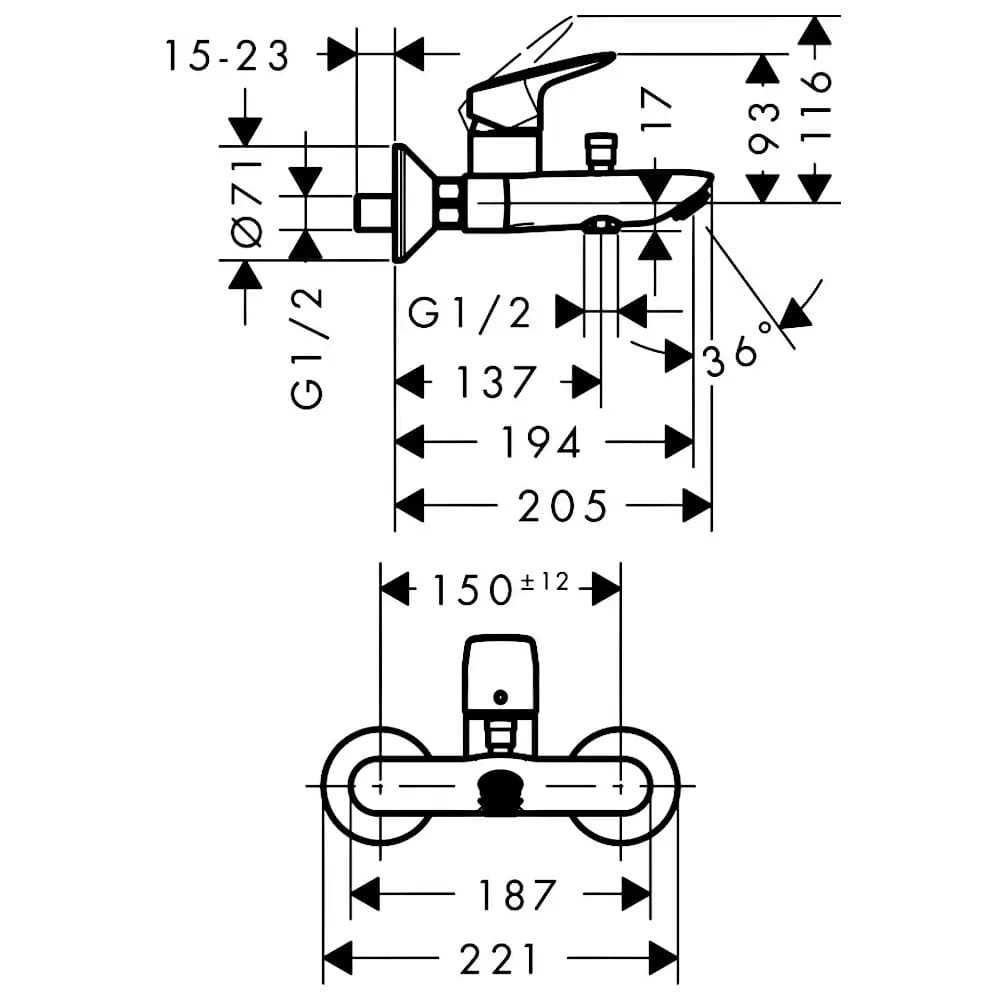 Змішувач для ванни HANSGROHE LOGIS 71400670 чорний матовий