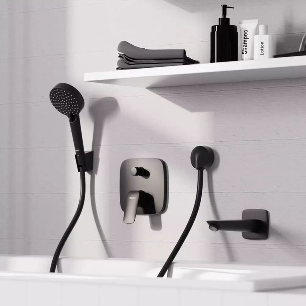 Змішувач для ванни прихованого монтажу HANSGROHE LOGIS 71405670 чорний матовий
