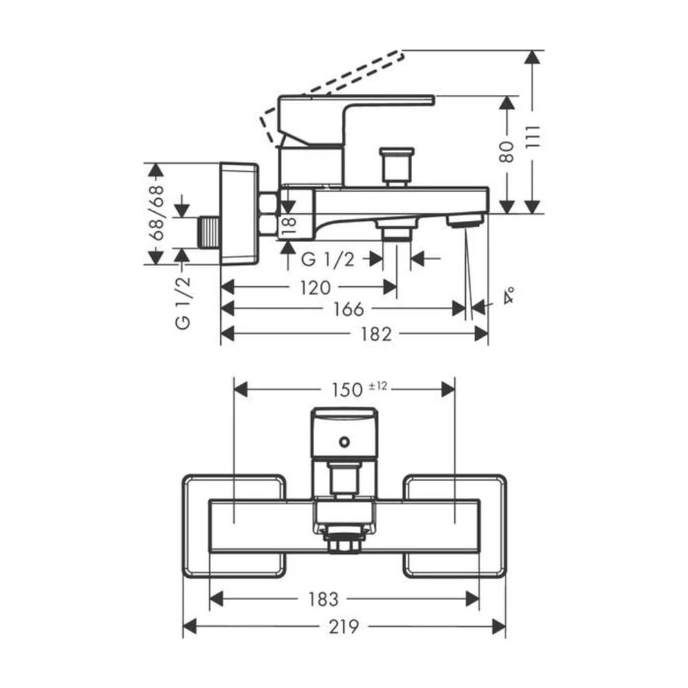 Змішувач для ванни HANSGROHE VERNIS SHAPE 71450670 чорний матовий