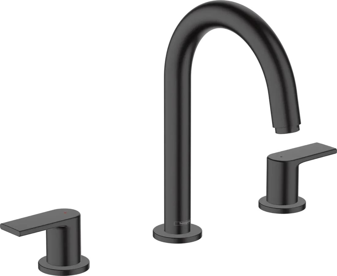Змішувач для умивальника HANSGROHE VERNIS 71563670 на 3 отвори, зі зливним набором, чорний матовий