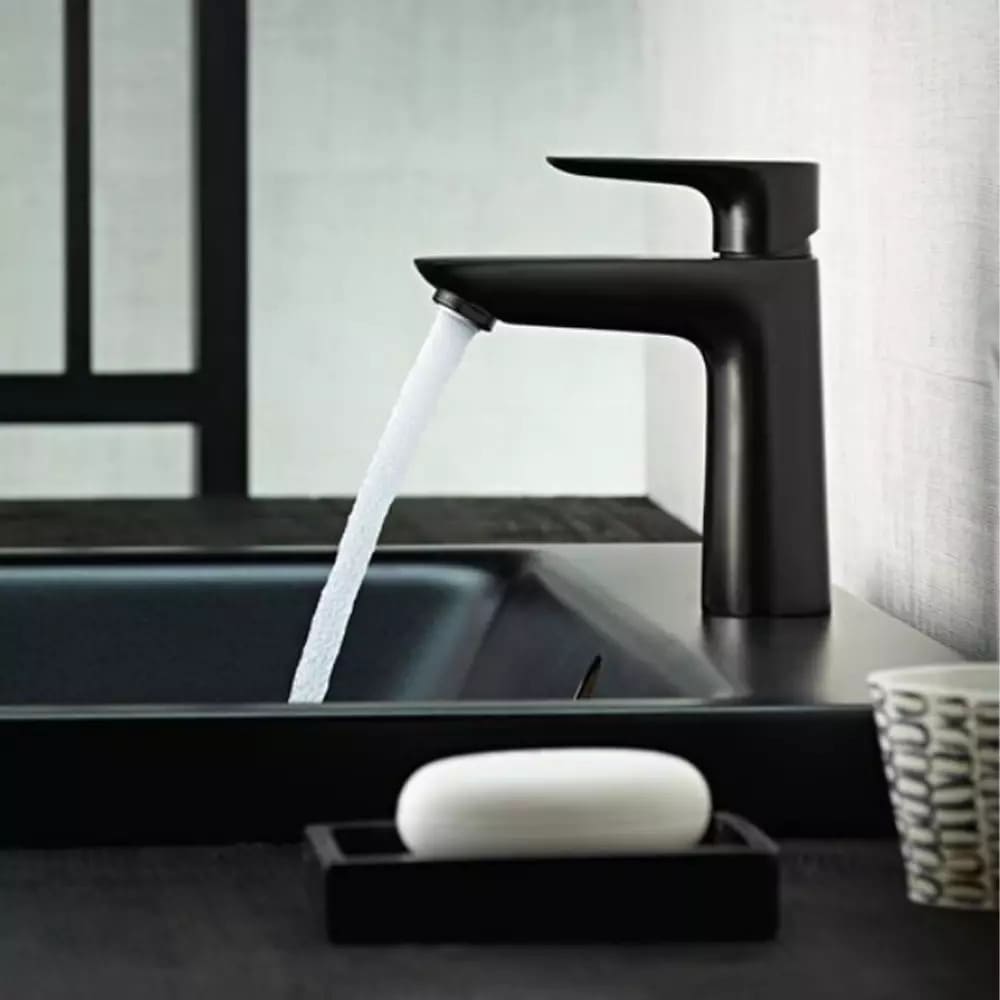 Змішувач для умивальника HANSGROHE TALIS E 71710670 одноважiльний, зi зливним гарнiтуром, чорний матовий