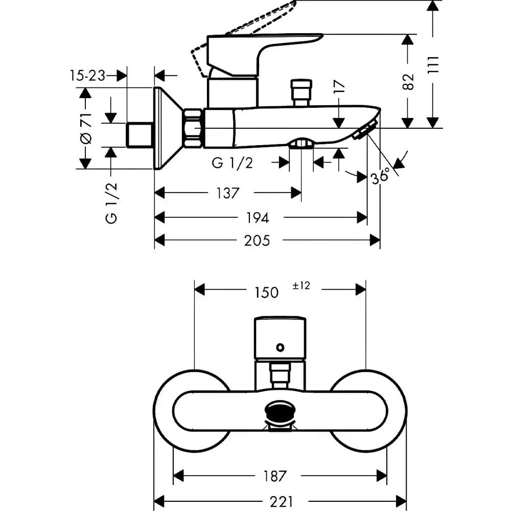 Змішувач для ванни HANSGROHE TALIS E 71740700 білий