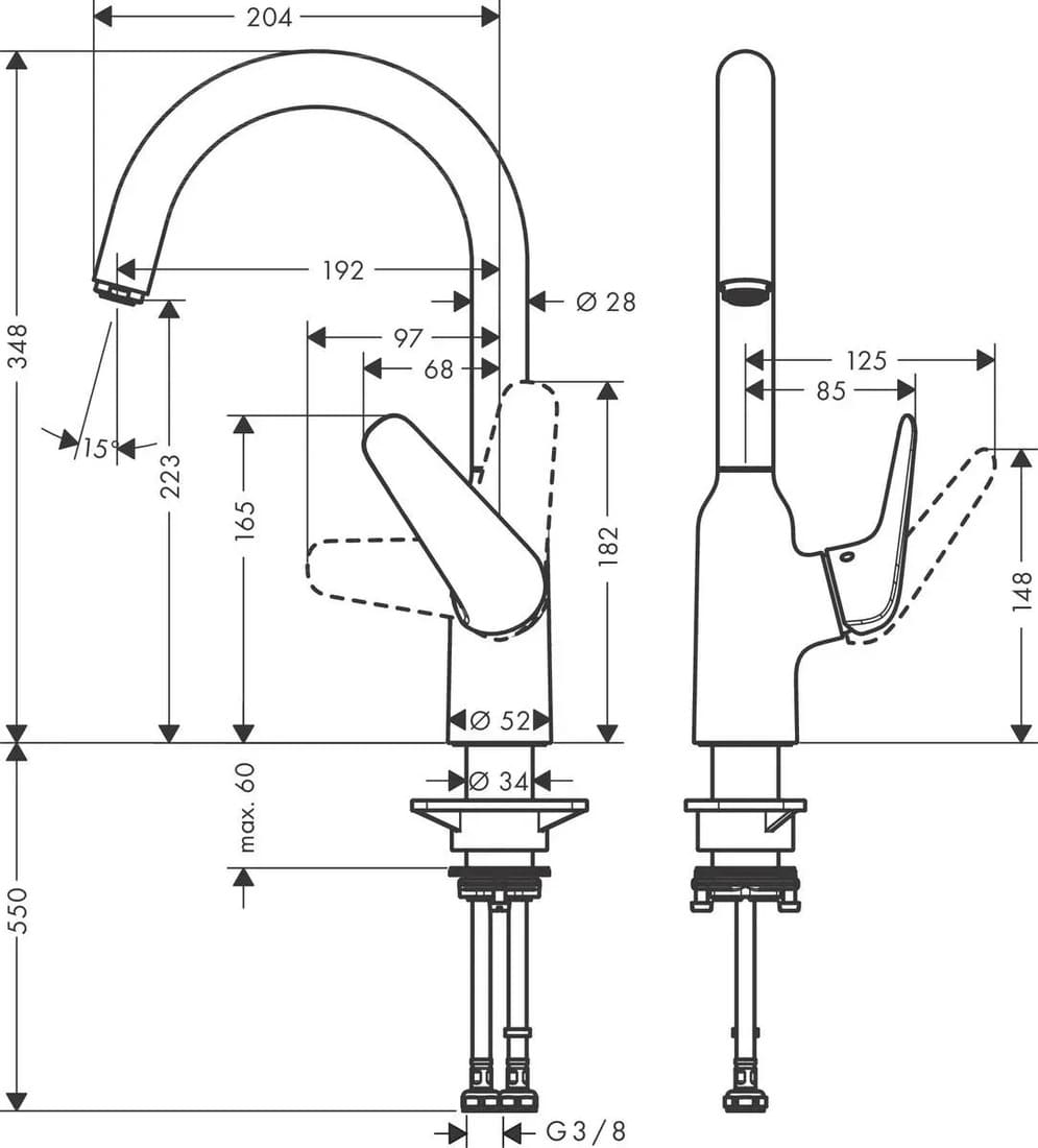 Змішувач для кухні HANSGROHE M421-H220 71802000 одноважільний, хром