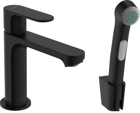 Змішувач для умивальника HANSGROHE REBRIS S 72215670, з гігієнічною лійкою, чорний матовий