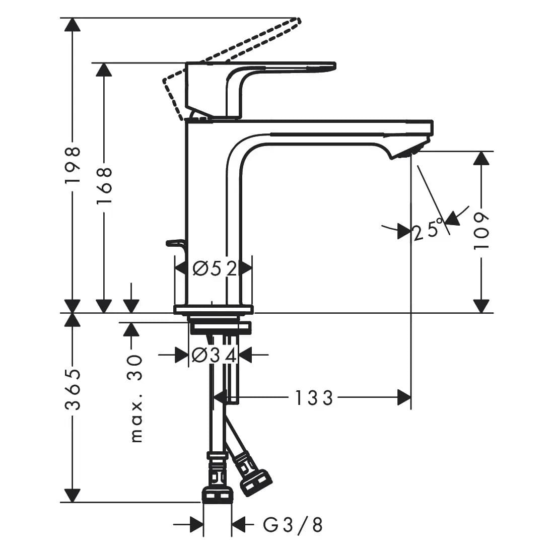 Змішувач для умивальника HANSGROHE REBRIS S 72517000