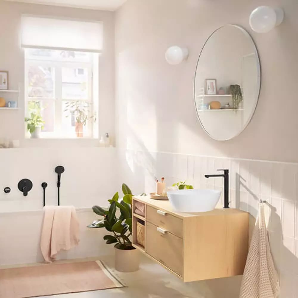 Змішувач для умивальника HANSGROHE REBRIS S 72590670 CoolStart, EcoSmart+, чорний матовий