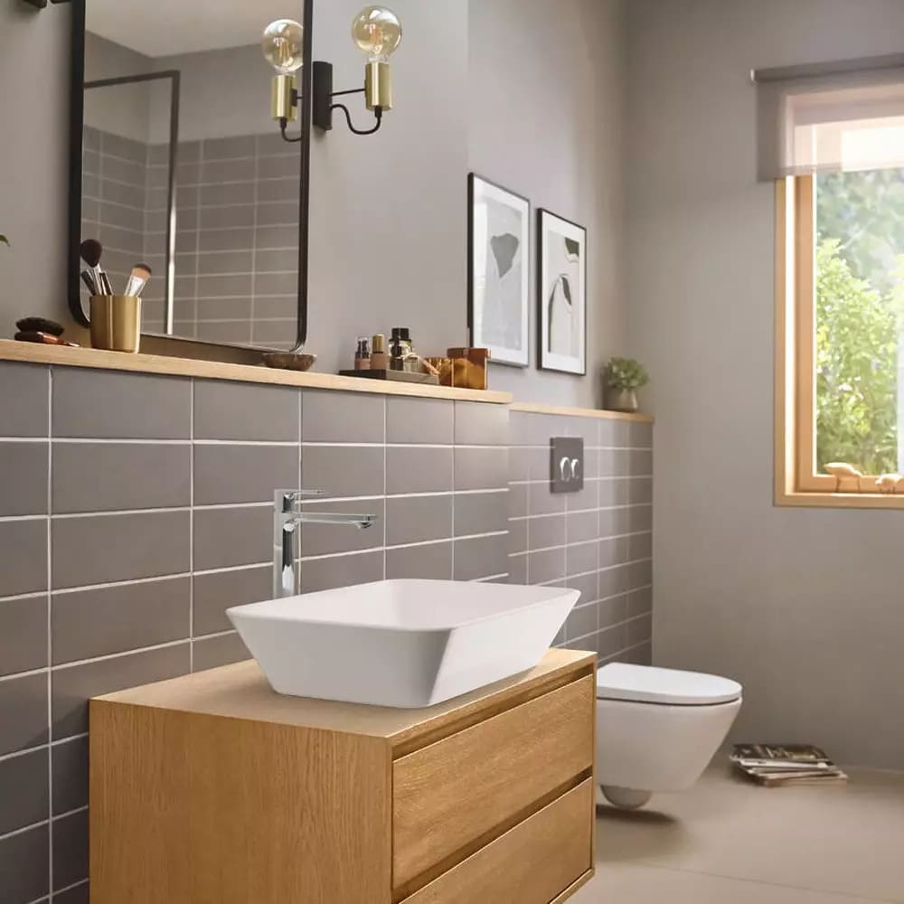 Змішувач для умивальника HANSGROHE REBRIS E 72591000 CoolStart,EcoSmart +, хром