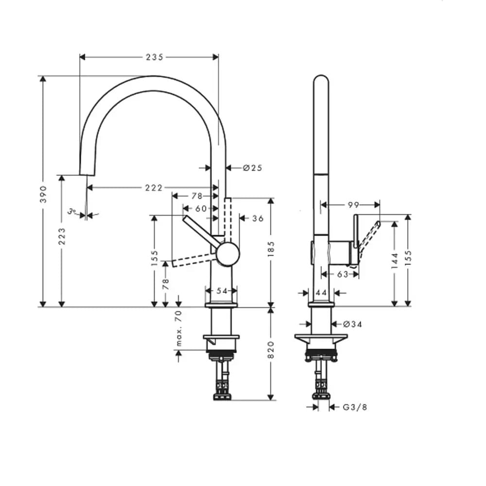 Змішувач для кухні HANSGROHE TALIS M54 72804000 1jet, хром