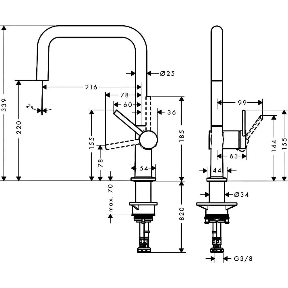 Змішувач для кухні HANSGROHE TALIS M54 72806000 одноважільний, 1jet, хром