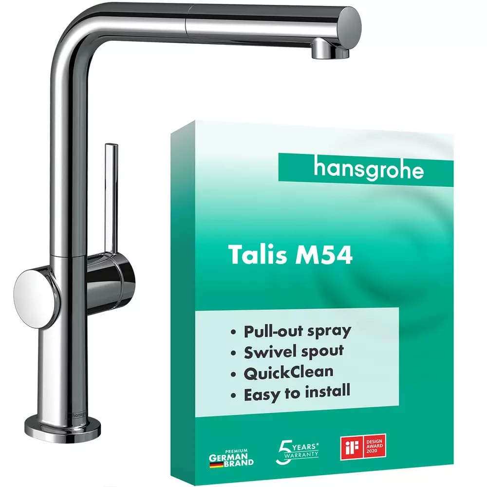 Змішувач для кухні HANSGROHE TALIS M54 72808000 одноважільний, 1jet, з висувним виливом, хром