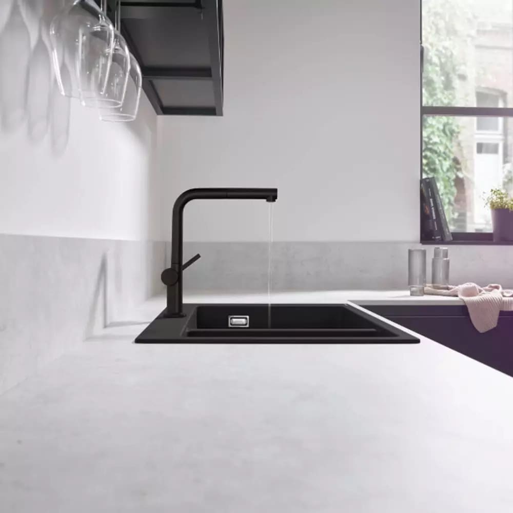 Змішувач для кухні HANSGROHE TALIS M54 72808670 одноважільний, 1jet, з висувним виливом, чорний