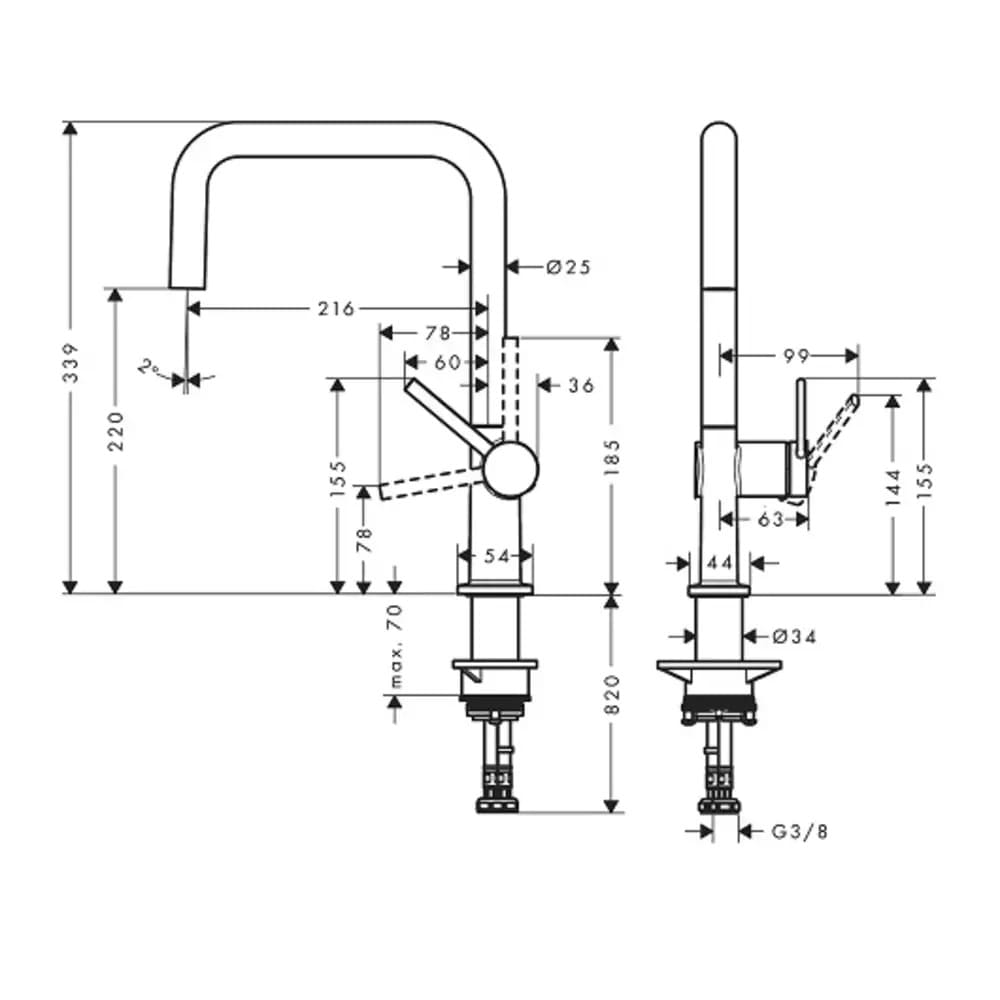 Змішувач для кухні HANSGROHE TALIS M54 72844670 одноважільний, 1jet, чорний