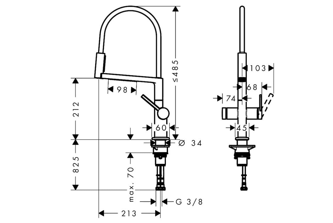 Змішувач для кухні HANSGROHE TALIS M54 72861670 одноважільний, 3jet, з висувним виливом, чорний