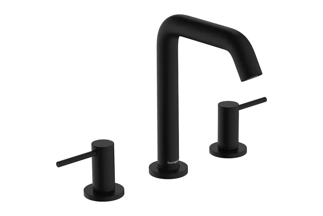 Змішувач для умивальника HANSGROHE TECTURIS S 73330670 на 3 отвори, зі зливним гарнітуром, колір чорний матовий