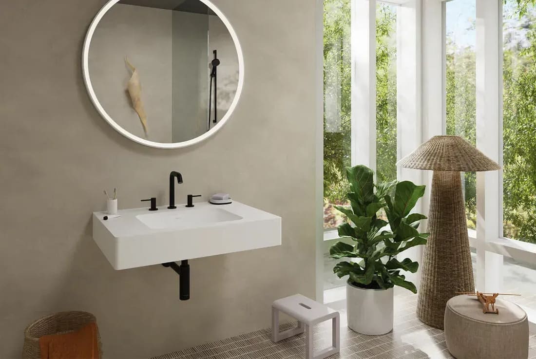 Змішувач для умивальника HANSGROHE TECTURIS S 73330670 на 3 отвори, зі зливним гарнітуром, колір чорний матовий