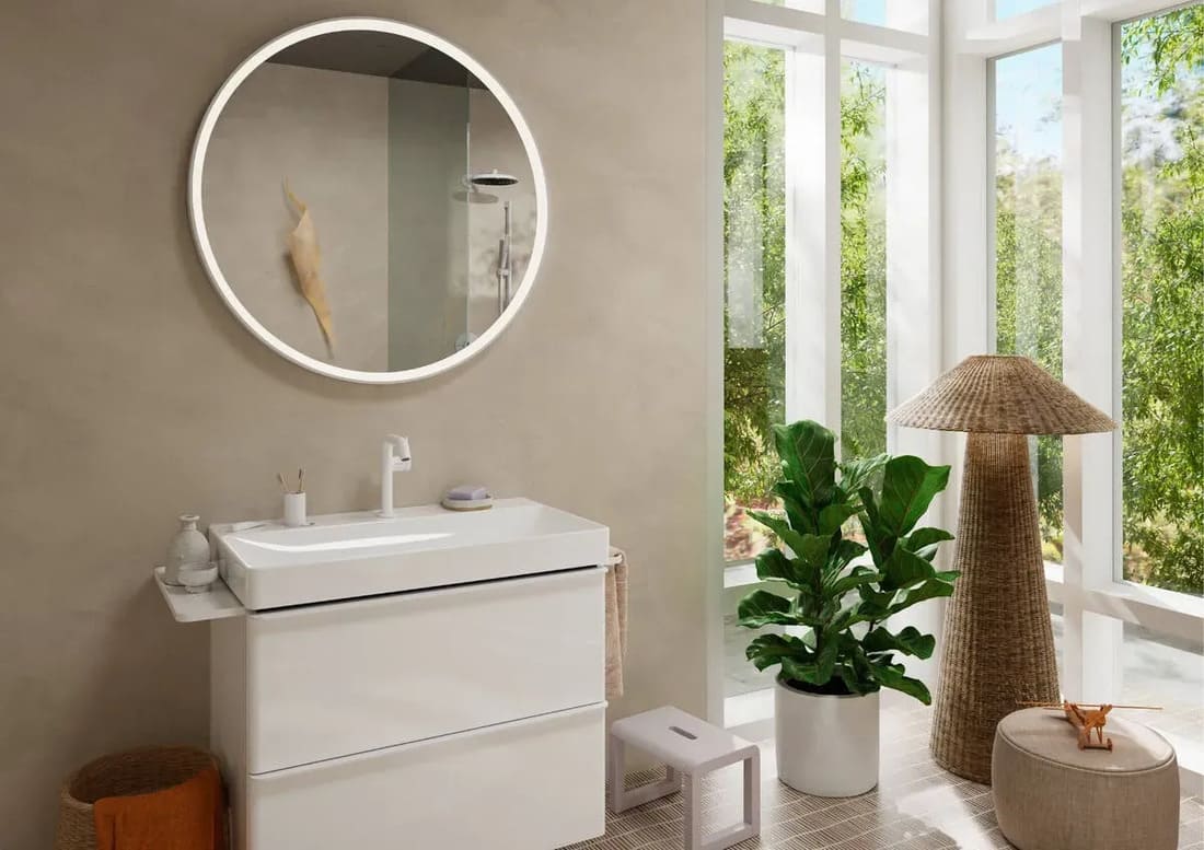 Змішувач для умивальника HANSGROHE TECTURIS S 73340700 одноважільний, CoolStart, push-open, EcoSmart+, білий матовий