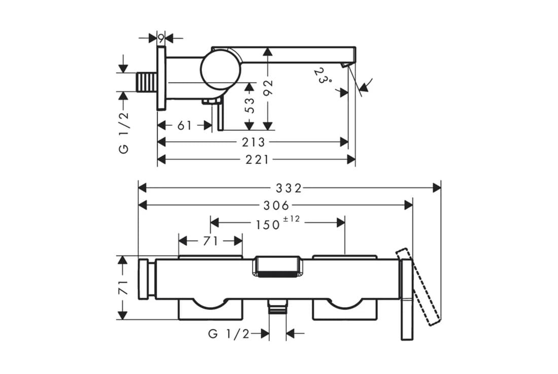 Змішувач для ванни HANSGROHE TECTURIS 73420670 чорний матовий
