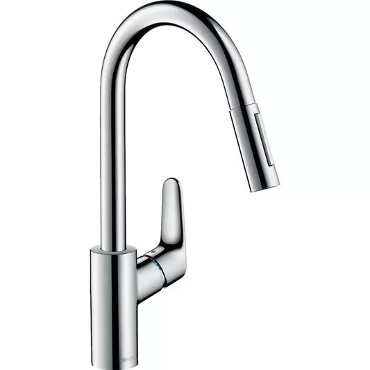 Змішувач для кухні HANSGROHE FOCUS 73880000 одноважільний, 2jet, з висувним виливом, sBox, хром