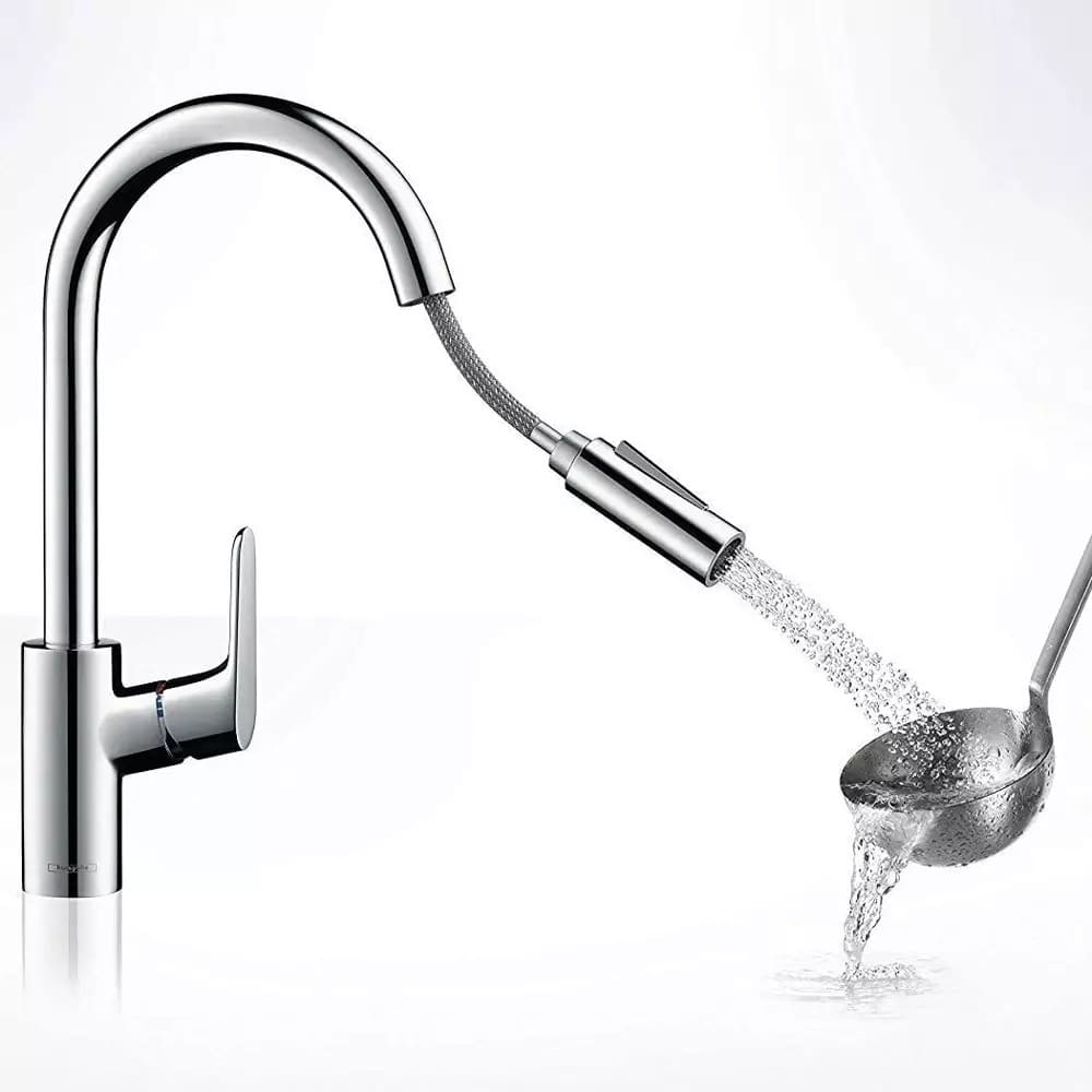 Змішувач для кухні HANSGROHE FOCUS 73880000 одноважільний, 2jet, з висувним виливом, sBox, хром