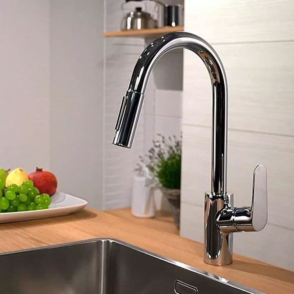 Змішувач для кухні HANSGROHE FOCUS 73880000 одноважільний, 2jet, з висувним виливом, sBox, хром
