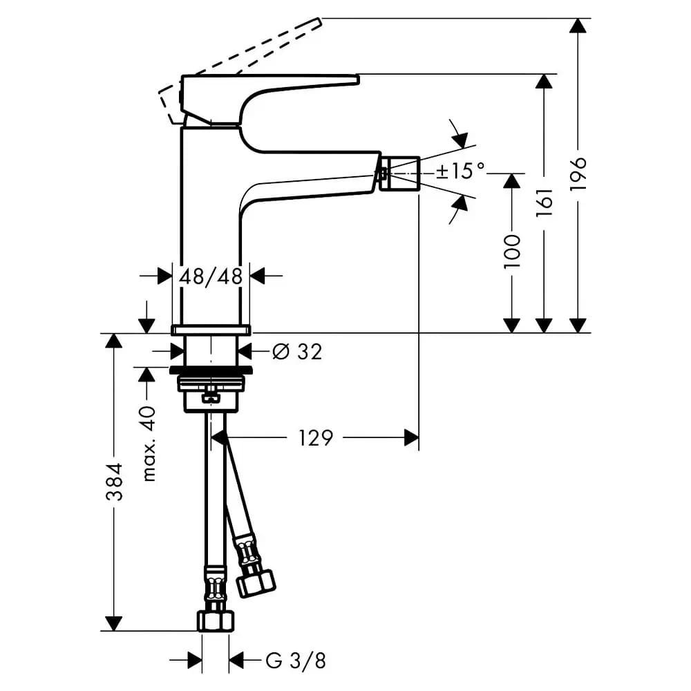 Змішувач для біде HANSGROHE METROPOL 74520000 з донним клапаном, хром