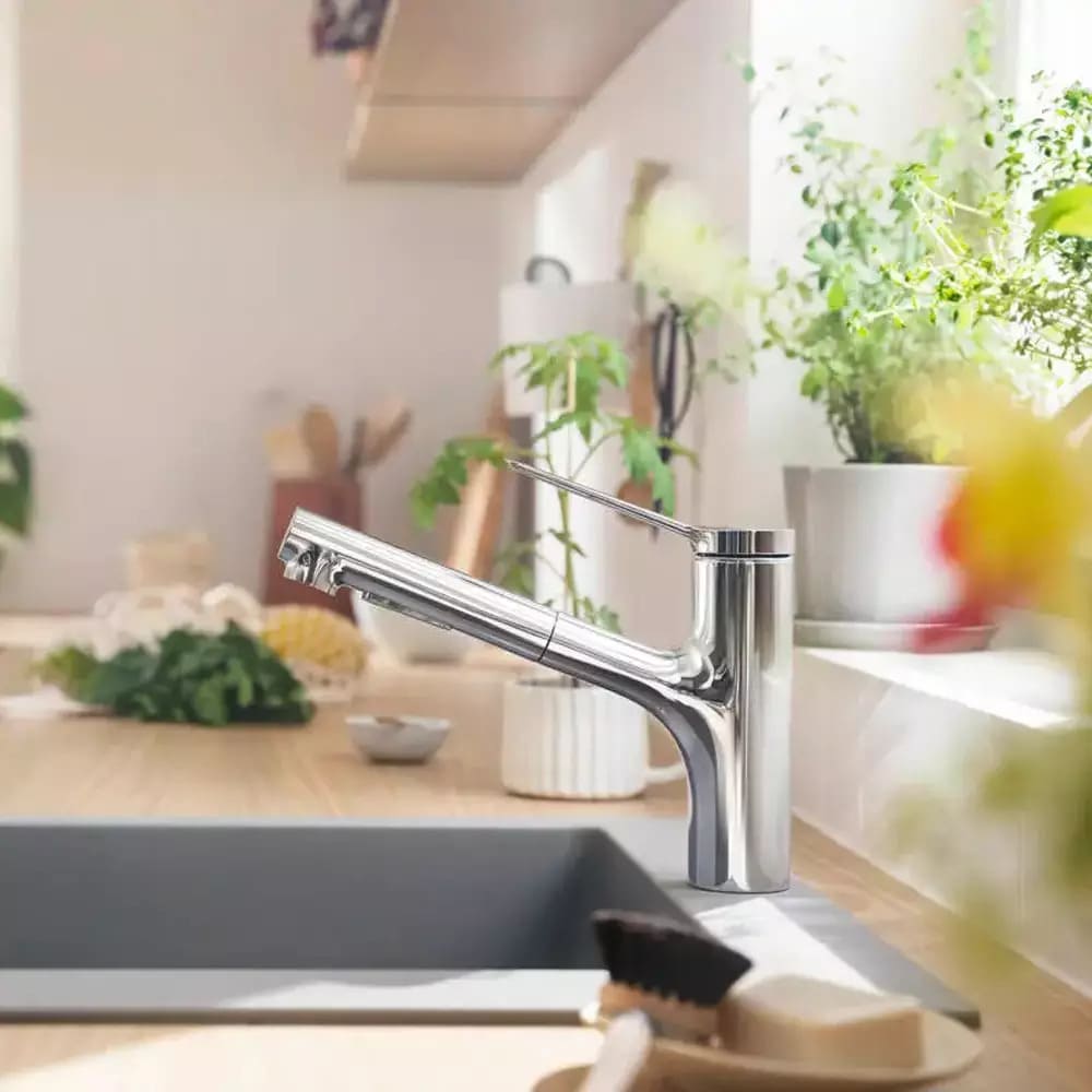Змішувач для кухні HANSGROHE ZESIS 74800000 2jet, з висувним виливом, хром